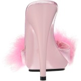 Pink 13 cm POISE-501F marabou fj�r h�ye sko mules