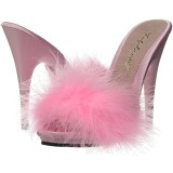 Pink 13 cm POISE-501F marabou fj�r h�ye sko mules