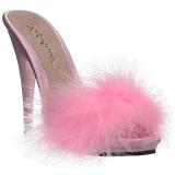 Pink 13 cm POISE-501F marabou fj�r h�ye sko mules