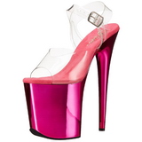 Pink 20 cm FLAMINGO-808 Chrome Platform High Heels
