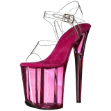 Pink 20 cm FLAMINGO-808T Acrylic Platform High Heeled Sandal