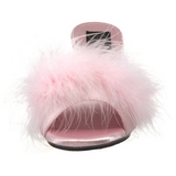 Pink 8 cm BELLE-301F Marabou Feathers Mules Shoes