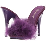 Purple 13 cm POISE-501F Marabou Feathers Mules Shoes