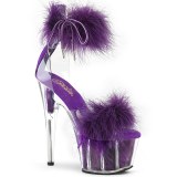 Purple 18 cm ADORE-724F exotic pole dance high heel sandals with feathers