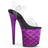 Purple 20 cm FLAMINGO-808MSLG glitter platform sandals shoes