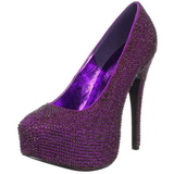 Purple Rhinestone 14,5 cm Burlesque TEEZE-06R Platform Pumps Women Shoes