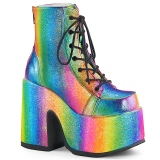 Rainbow 13 cm DEMONIA CAMEL-203 chunky goth ankle boots