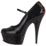Red Black 15,5 cm DELIGHT-687FH Mary Jane Pumps Shoes