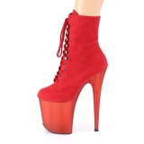 Red Faux Suede 20 cm FLAMINGO-1020FST Exotic pole dance ankle boots