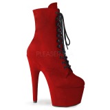 Red Leatherette 18 cm ADORE-1020FS lace up ankle boots