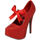 Red Rhinestone 14,5 cm Burlesque TEEZE-04R Platform Pumps Women Shoes