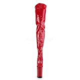 Red Shiny 23 cm PLEASER INFINITY-4000 Platform Over Knee Boots