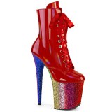 Red glitter 20 cm FLAMINGO-1020HG Exotic stripper ankle boots