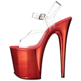 Rød 20 cm FLAMINGO-808 krom platå høye hæler sko