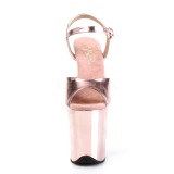Rosa 20 cm Pleaser FLAMINGO-809 krom plat� h�ye h�ler sko