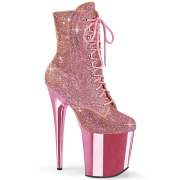 Rosa rhinestones 20 cm FLAMINGO-1020CHRS pleaser high heels ankle boots