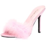 Rose 10 cm CLASSIQUE-01F womens mules with marabou feathers