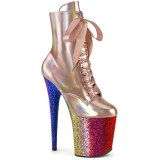 Rose gold glitter 20 cm FLAMINGO-1020HG Exotic stripper ankle boots
