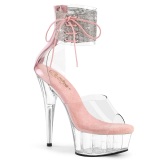 Rose rhinestone 15 cm DELIGHT-624RS pleaser high heels with ankle cuff