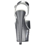 Silver 18 cm ADORE-709VLRS rhinestone platform high heels