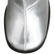 Sølv vinyl støvler blokkhæl 7,5 cm - 70 tallet hippie disco gogo - knehøye boots