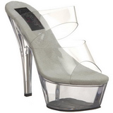 Transparent 15 cm KISS-202 Platform Mules Shoes