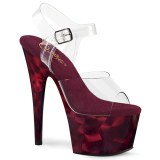 Transparent 18 cm ADORE-708MPP burgundy platform high heels shoes