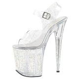 Transparent 20 cm Pleaser FLAMINGO-808MMG glitter high heels shoes