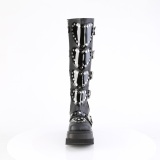 Vegan 11,5 cm SHAKER-210 emo kneh�ye st�vler - kvinner plat�st�vler med spenner