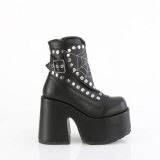 Vegan 13 cm CAMEL-70 emo chunky plat� ankelst�vletter - dame plat�sboots med nagler
