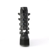 Vegan 14 cm SWING-230 plat� midt leggst�vel - dame plat�st�vler med spenner svart