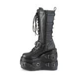 Vegan 14 cm SWING-327 emo kneh�ye st�vler - kvinner plat�st�vler med lisser