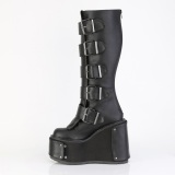 Vegan 14 cm TRANS emo kneh�ye st�vler - kvinner plat�st�vler med spenner