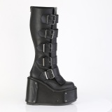 Vegan 14 cm TRANS emo kneh�ye st�vler - kvinner plat�st�vler med spenner