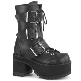 Vegan 9,5 cm RANGER-308 gotiske chunky ankelst�vletter dame plat�sboots med spenner