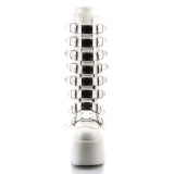Vegan 9 cm DAMNED-318 emo kneh�ye st�vler - kvinner plat�st�vler med spenner hvit