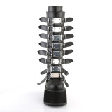 Vegan 9 cm DAMNED-318 emo kneh�ye st�vler - kvinner plat�st�vler med spenner svart