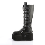 Vegan 9 cm DAMNED-318 emo kneh�ye st�vler - kvinner plat�st�vler med spenner svart
