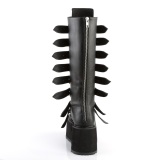 Vegan 9 cm DAMNED-318 emo kneh�ye st�vler - kvinner plat�st�vler med spenner svart