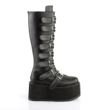 Vegan 9 cm DAMNED-318 emo kneh�ye st�vler - kvinner plat�st�vler med spenner svart