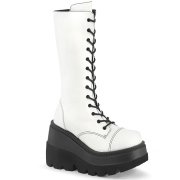 Vegan boots 11,5 cm SHAKER-72 goth lace up platform boots white