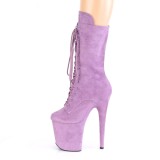 Vegan suede 20 cm FLAMINGO-1050FS Exotic pole dance boots in purple