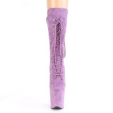 Vegan suede 20 cm FLAMINGO-1050FS Exotic pole dance boots in purple