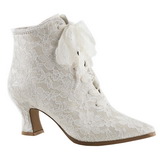White 12 cm VICTORIAN-30 Lace Up Ankle Calf Women Boots