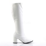 White Leatherette 7,5 cm GOGO-300WC knee high womens boots with wide calf