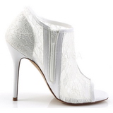 White Mesh 13 cm AMUSE-56 High Heeled Evening Pumps Shoes