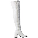 White Shiny 8 cm GOGO-3000 Thigh High Boots for Men