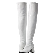 White boots vinyl 7,5 cm - 70s years style hippie disco gogo overknee boots