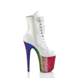 White glitter 20 cm FLAMINGO-1020HG Exotic stripper ankle boots