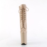 beige lakkl�r 23 cm INFINITY-1020 ekstremt ankelst�vletter h�ye h�ler - plat� st�vletter